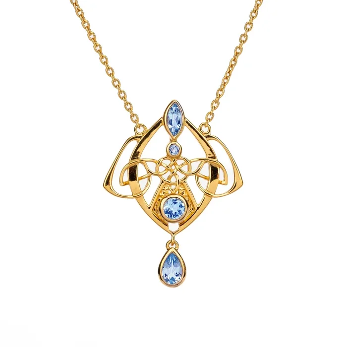 14k Gold with Light Blue Moissanite Alchemy Necklace