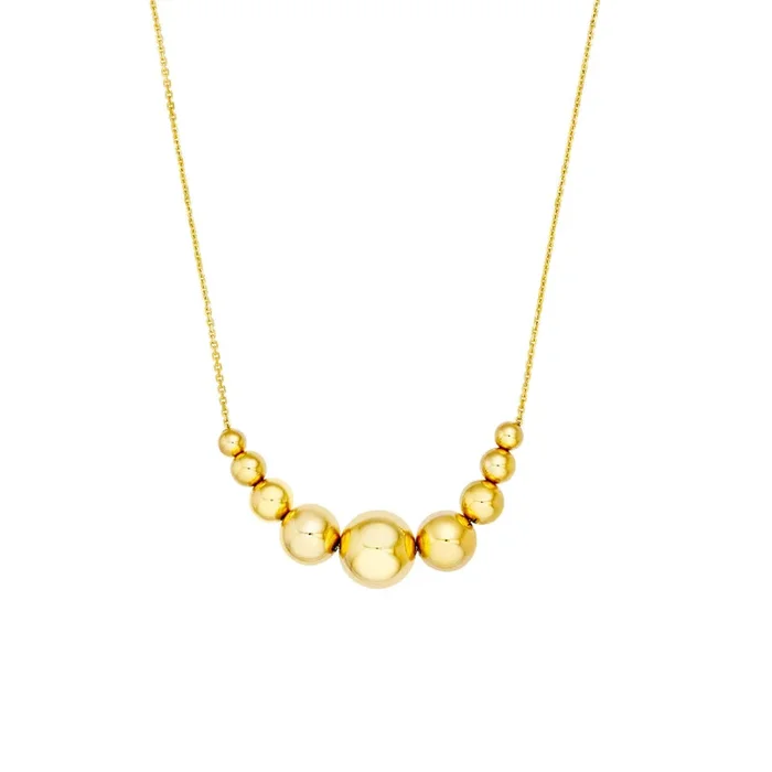 14k Gradient Round Bead Necklace