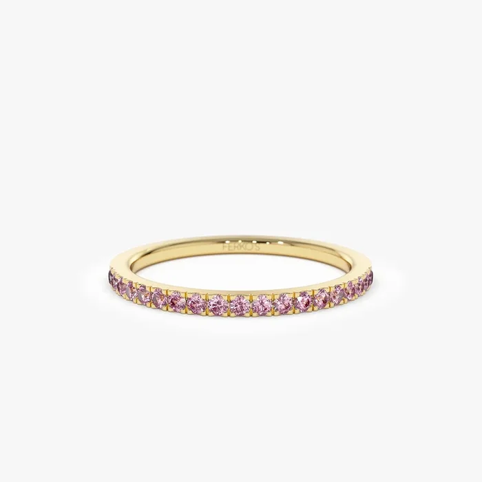 14k Half Eternity Pink Sapphire Ring
