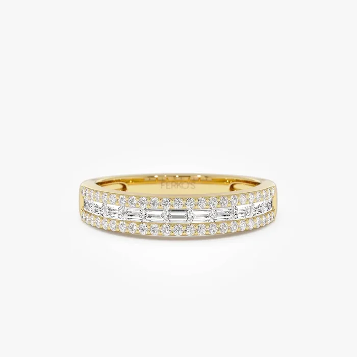 14k Horizontal Set Baguette Diamond Anniversary Band