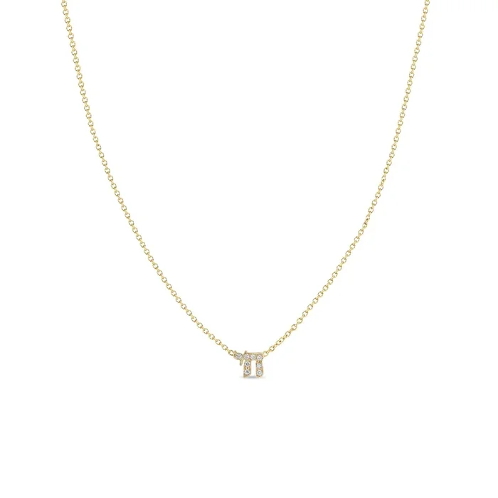 14k Itty Bitty Pavé Diamond Chai Necklace
