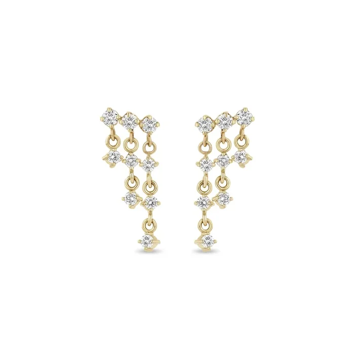 14k Linked Prong Diamond Waterfall Earrings