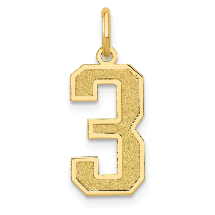 14k Medium Satin Number 3 Charm