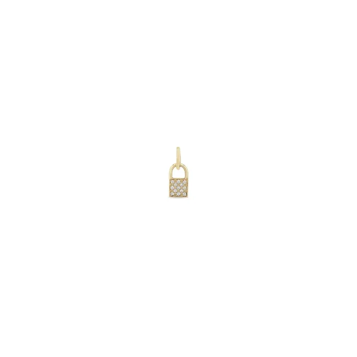 14k Midi Bitty Pavé Diamond Padlock Charm