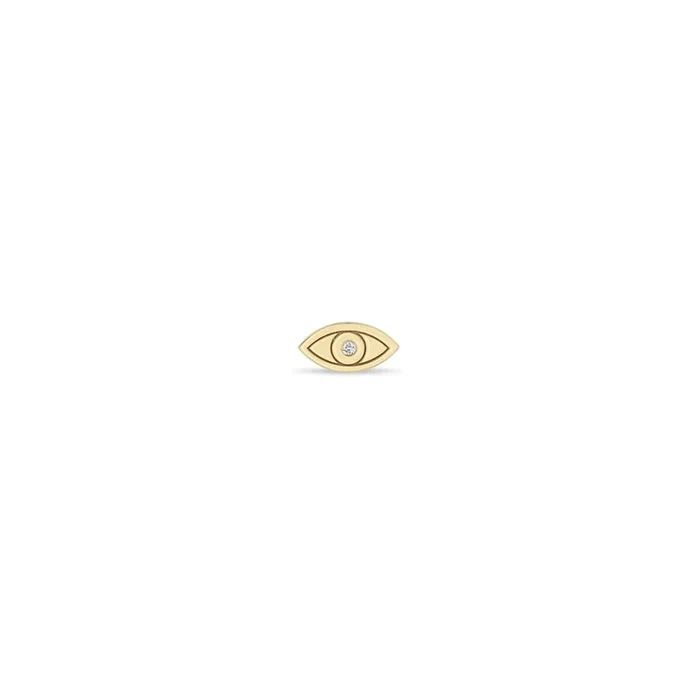 14k Midi Bitty Single Diamond Evil Eye Stud