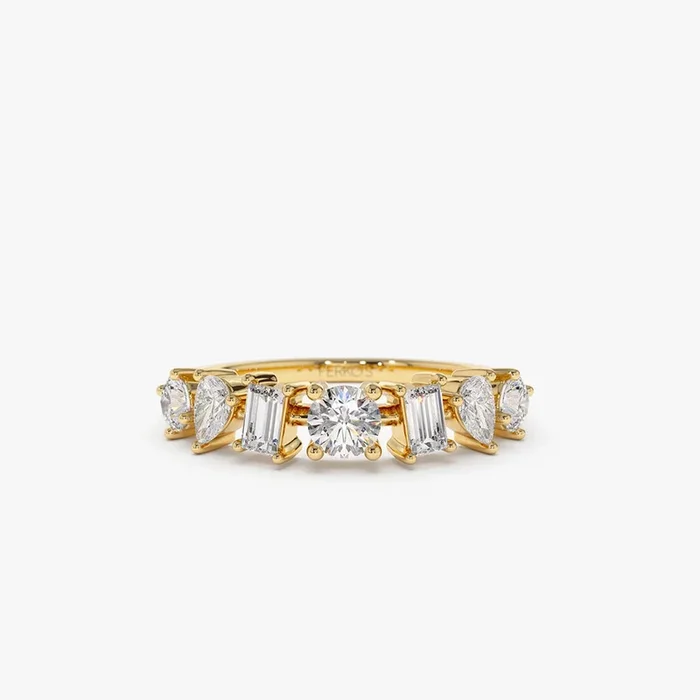 14k Mixed Cut Diamond Anniversary Ring