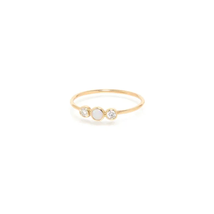 14k Opal & Diamond Bezel Ring