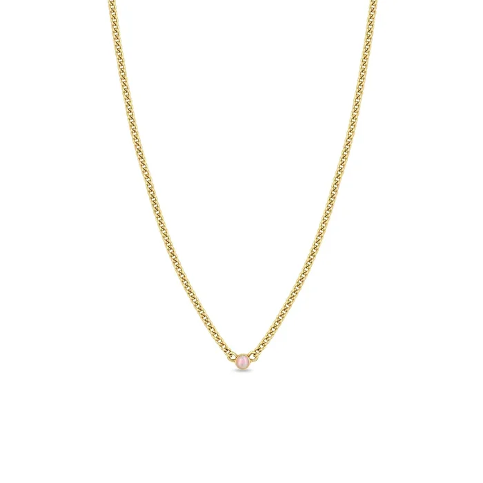14k Opal Bezel XS Curb Chain Necklace