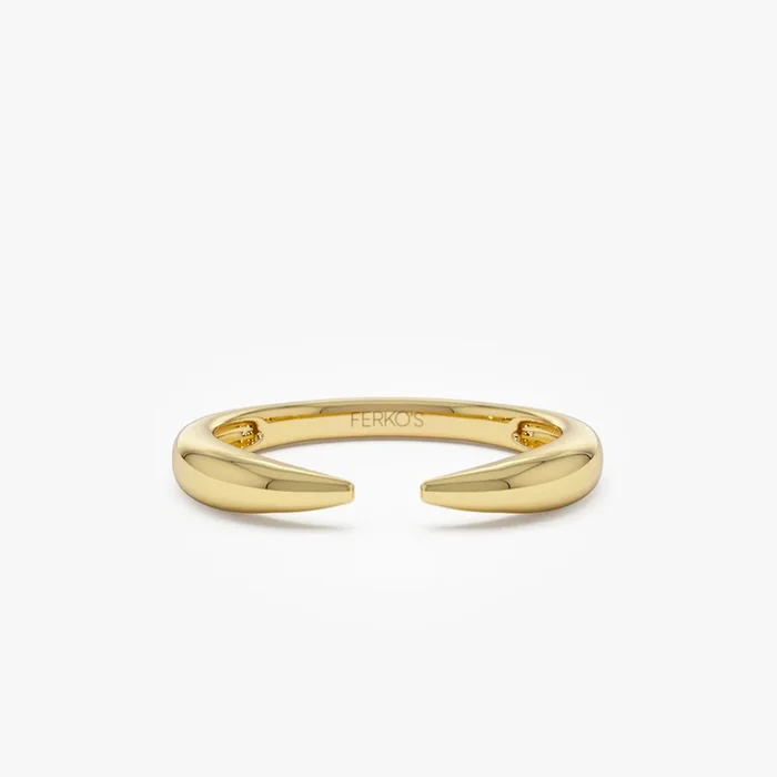 14K Open Claw Cuff Ring For Women
