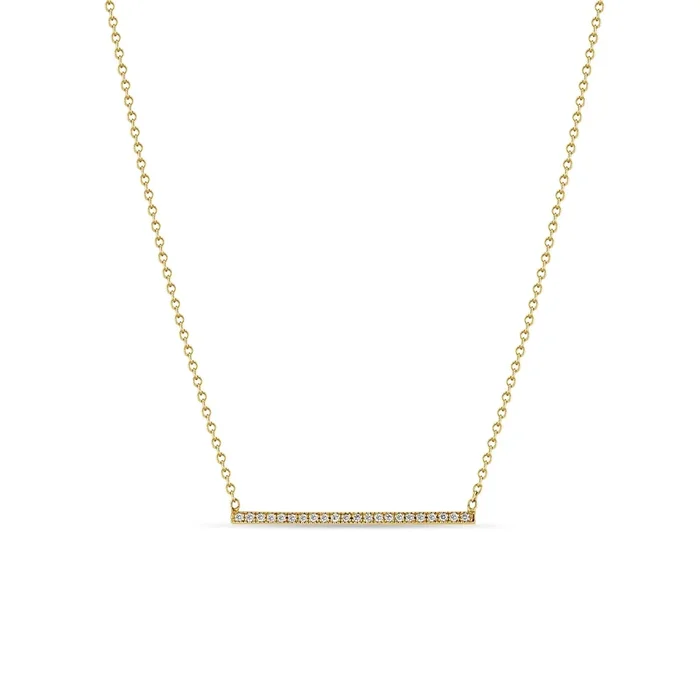 14k Pavé Diamond Thin Bar Necklace