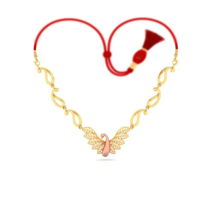 14k Peacock Themed Enchanting Gold Necklace Design