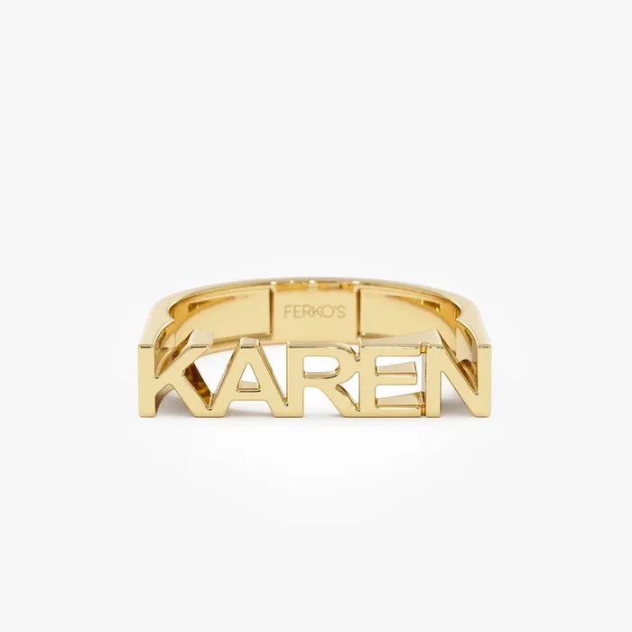 14K Personalized Bold Gold Nameplate Ring