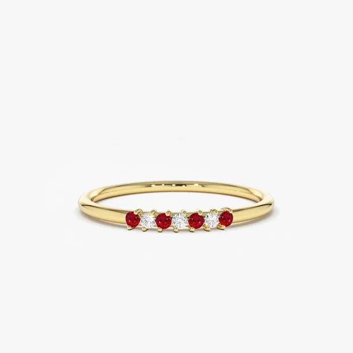 14k Petite Ruby and Diamond Ring