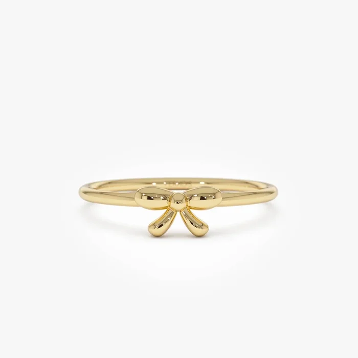 14k Plain Gold Balloon Bow Ring