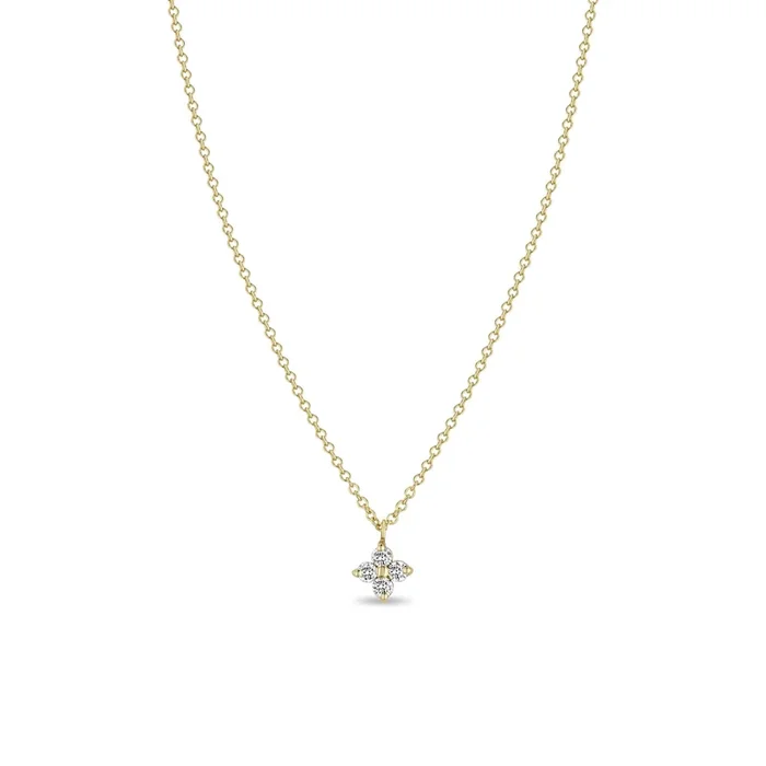 14k Prong Diamond Quad Necklace