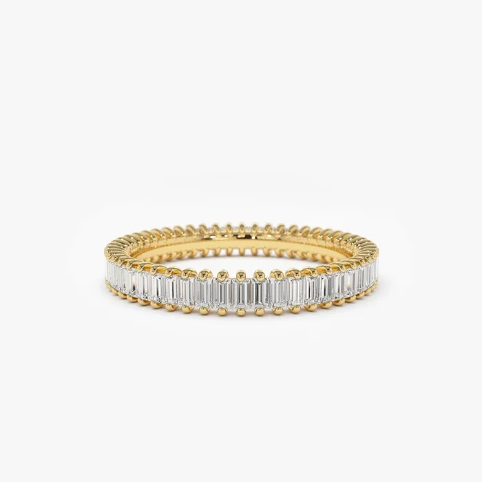 14K Prong Setting Full Eternity Baguette Diamond Ring