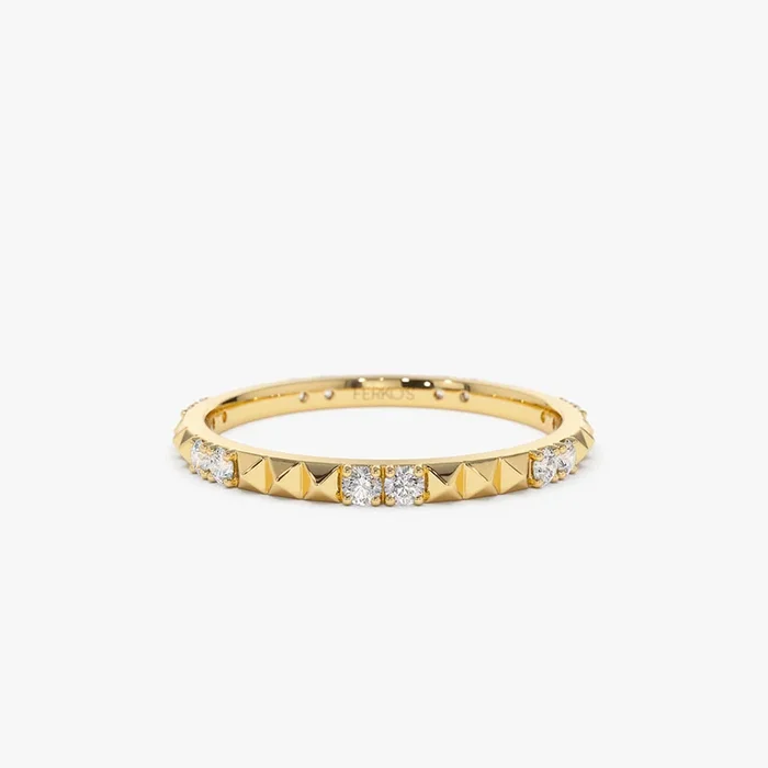 14K Pyramid Diamond Eternity Ring