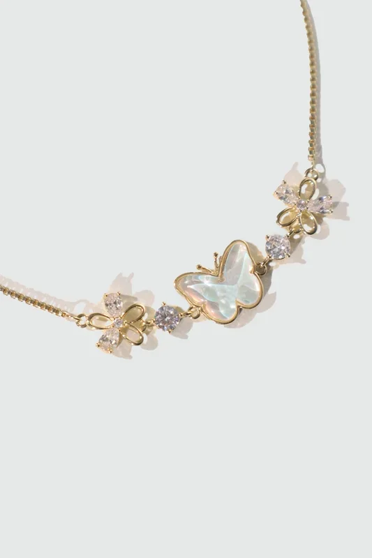 14K Real Gold Plated Enamel Butterfly Bracelet