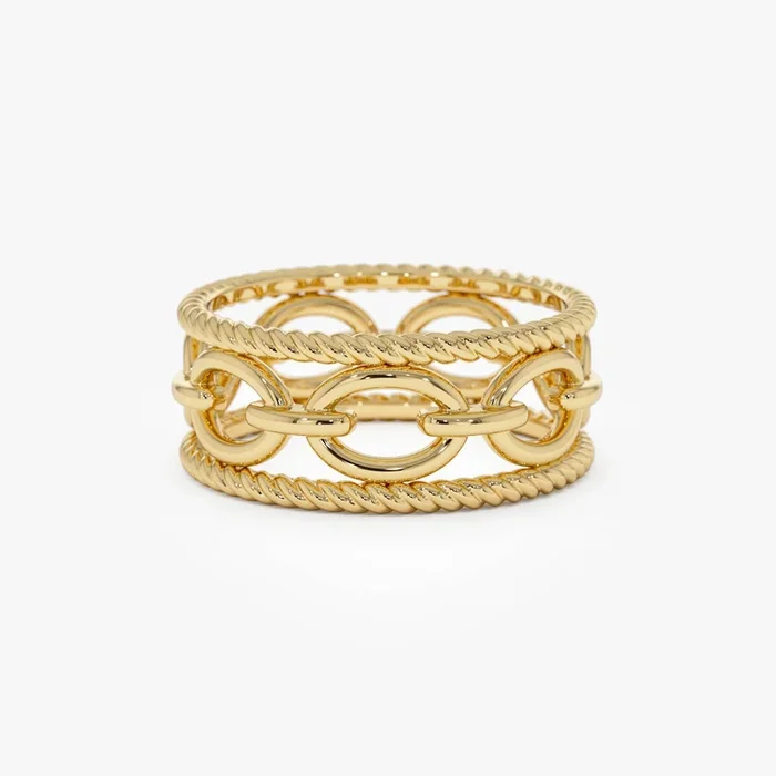 14k Rope Chain Link Unique Ring