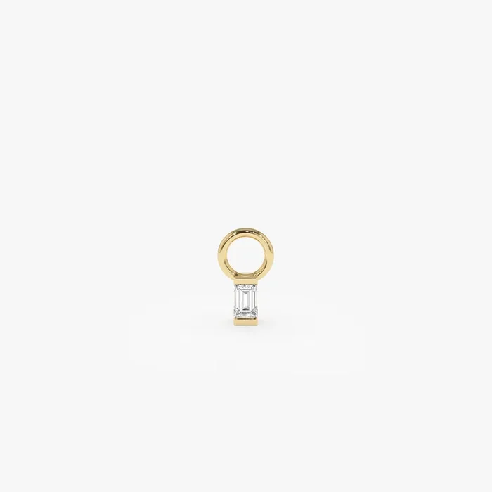 14k Single Baguette Hoop Charm