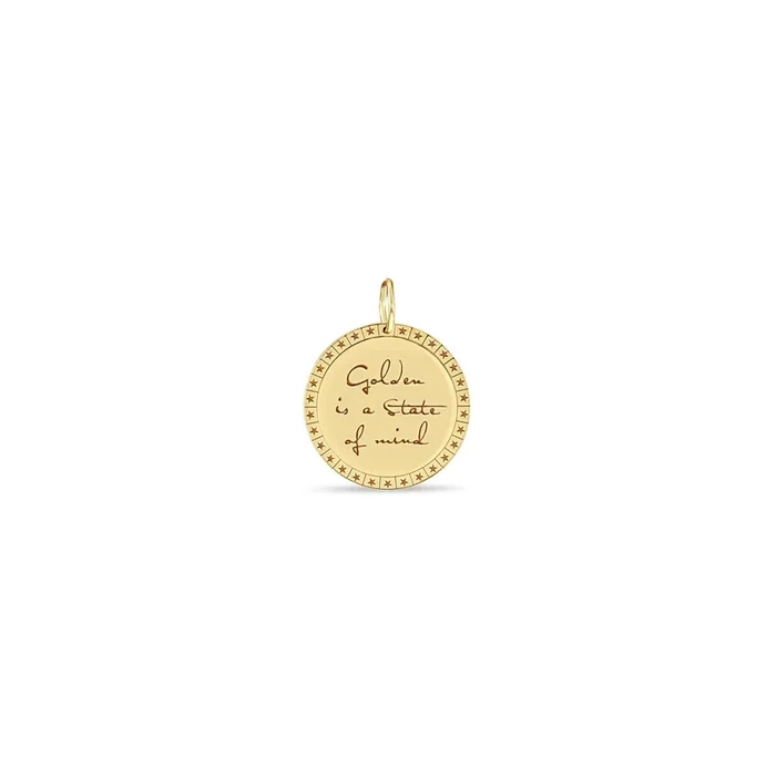 14k Single Medium Mantra Disc Charm Pendant