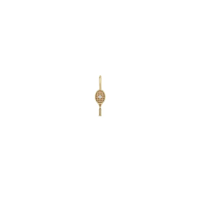 14k Single Midi Bitty Diamond Tennis Racket Charm