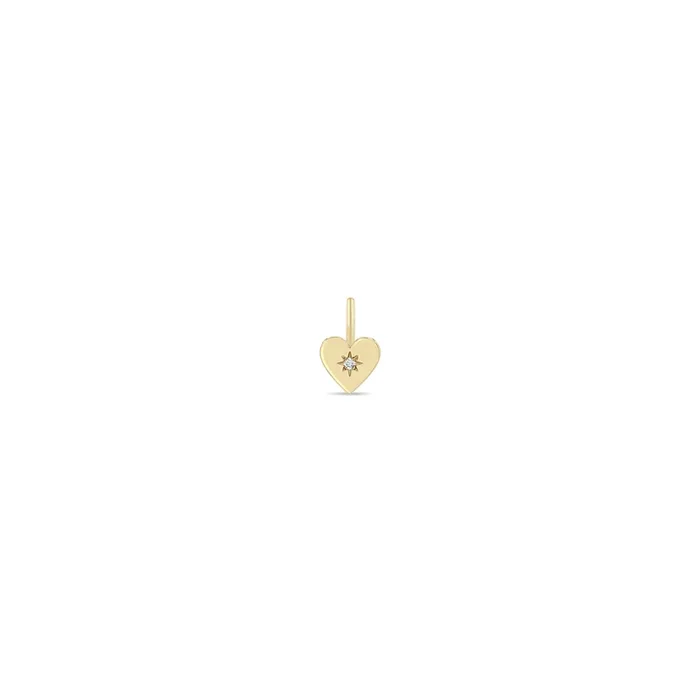 14k Single Midi Bitty Star Set Diamond Heart Charm