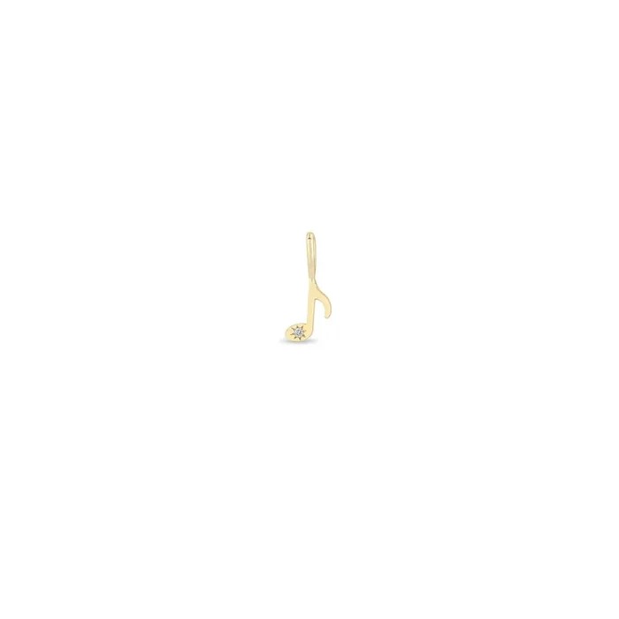 14k Single Midi Bitty Star Set Diamond Music Note Charm