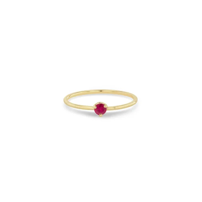 14k Single Ruby Prong Ring