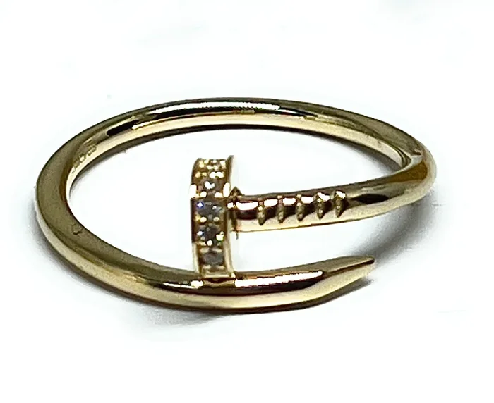 14k Solid Gold CZ Nail Ring (FC 259)