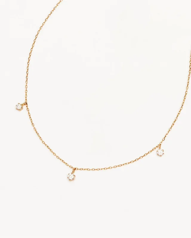 14k Solid Gold Droplets Diamond Necklace