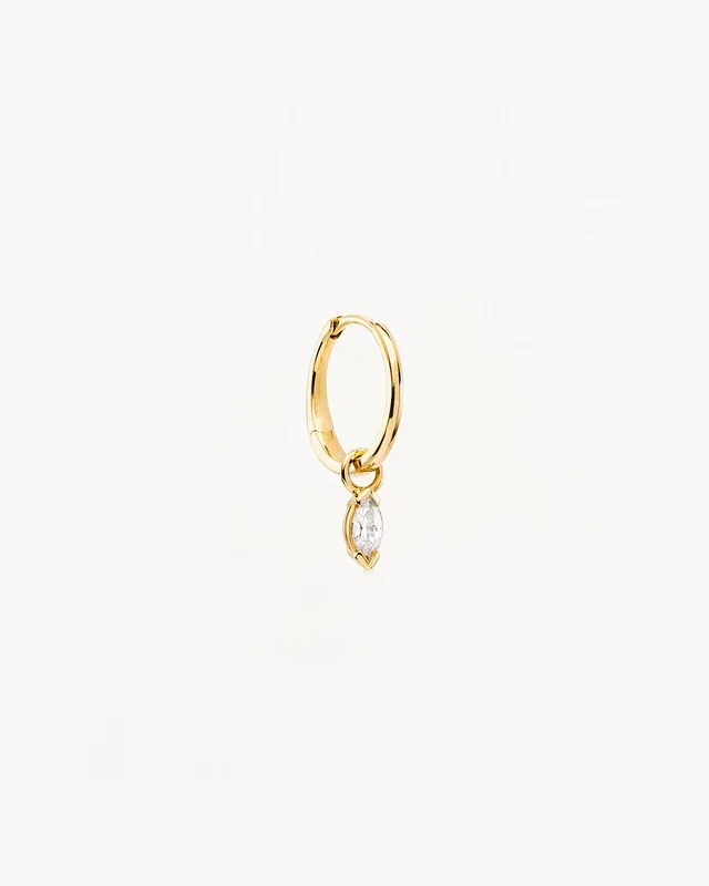 14k Solid Gold Floating Petal Lab-Grown Diamond Hoop