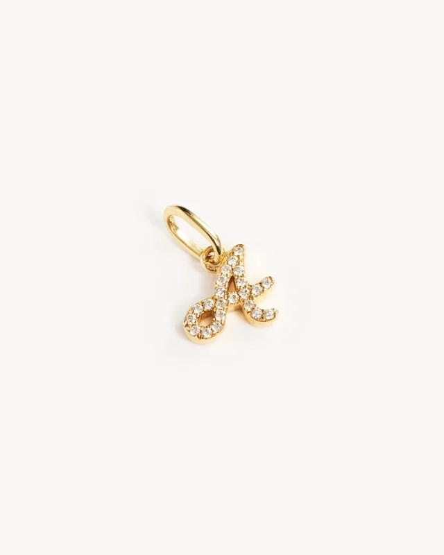 14k Solid Gold Forever Love Diamond Letter Necklace Pendant