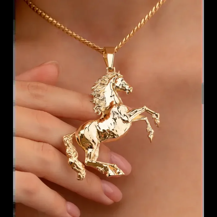 14K Solid Gold Horse Pendant