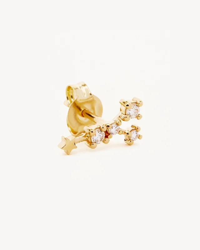 14k Solid Gold Starry Night Zodiac Constellation Diamond Earring – Cancer