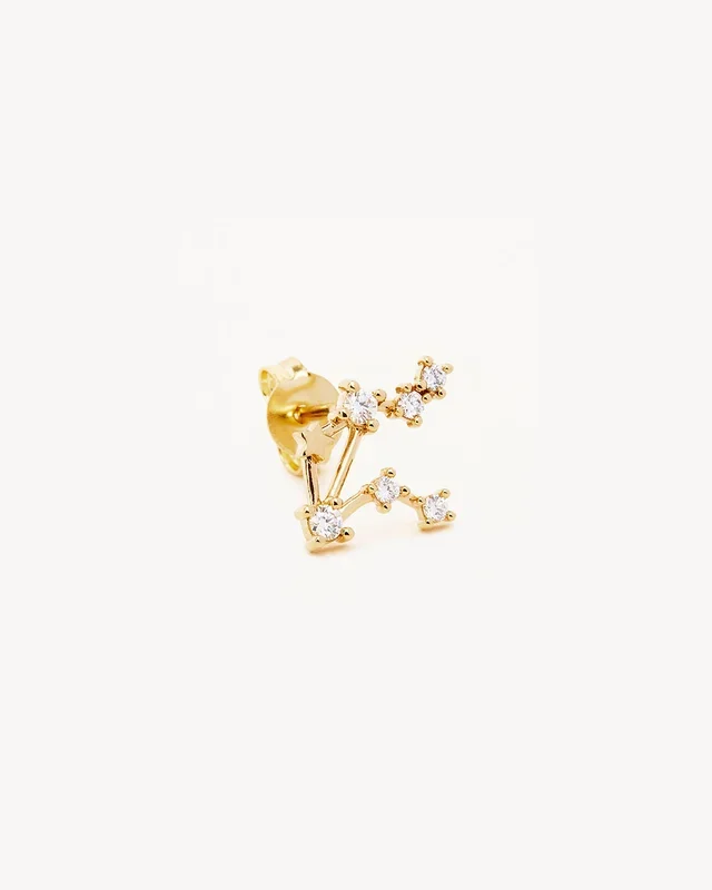 14k Solid Gold Starry Night Zodiac Constellation Diamond Earring – Libra