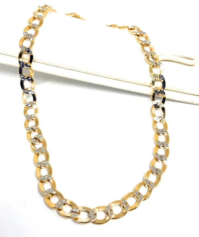 14k Solid Gold Yellow Cuban CURB Link Diamond Cut (White Gold) Brracelet 7-8 inch 3.5-4.5mm Width