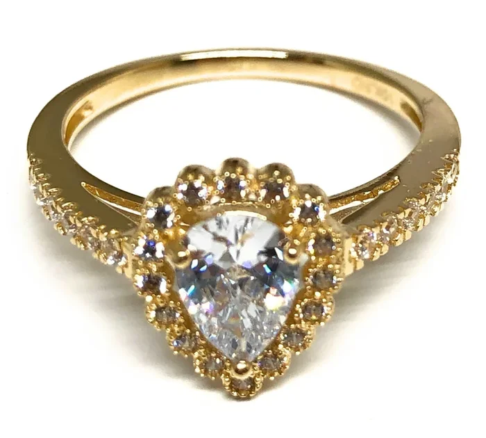 14k Solid Gold Yellow Gold CZ Ring (FC 205)