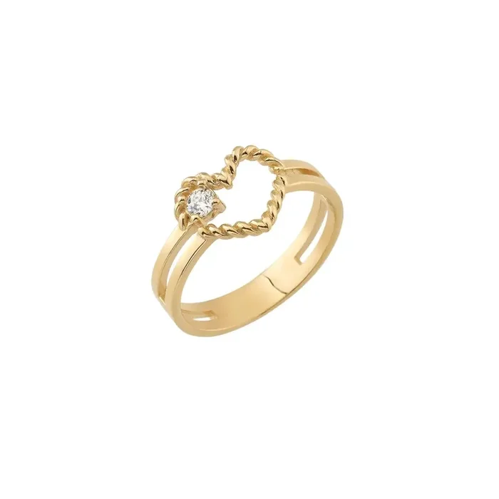14K Solid Real Gold Double Wedding Band with Round Cz