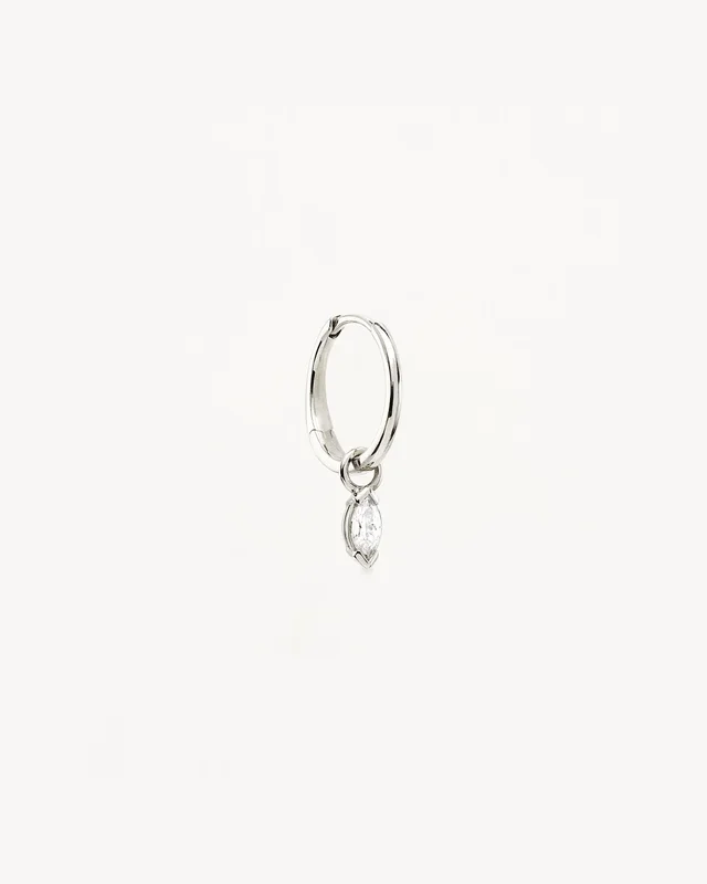 14k Solid White Gold Floating Petal Lab-Grown Diamond Hoop
