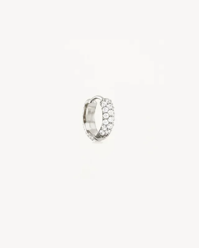 14k Solid White Gold Light Catcher Lab-Grown Diamond Hoop