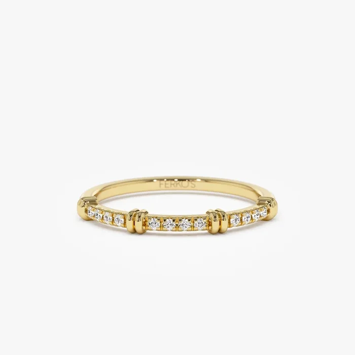 14k Unique Petite Diamond Stack Band