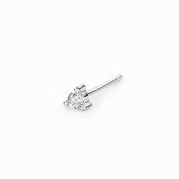 14k White Gold Diamond Stud Earring 2mm – Aria (Single)