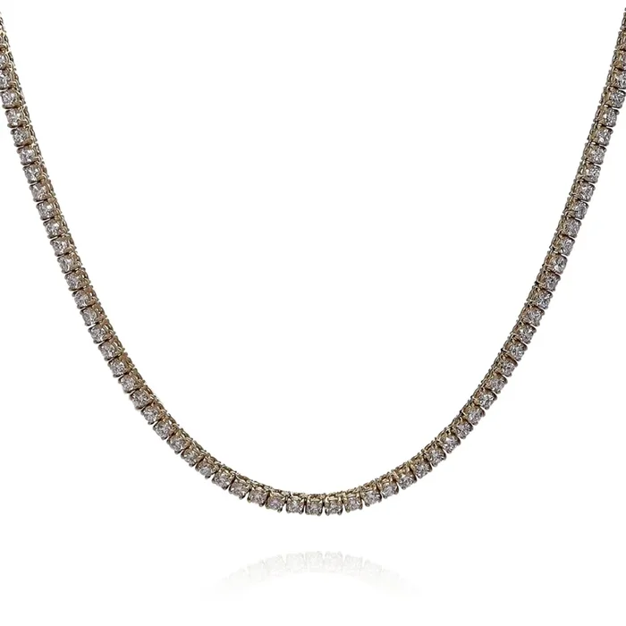 14k Yellow Gold 18″ Straight 180 Diamond Tennis Necklace