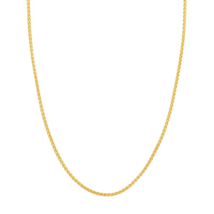 14K Yellow Gold 2.65mm Round Wheat Chain Necklace