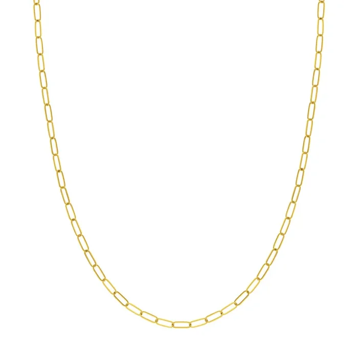 14K Yellow Gold 3mm Paperclip Chain Necklace
