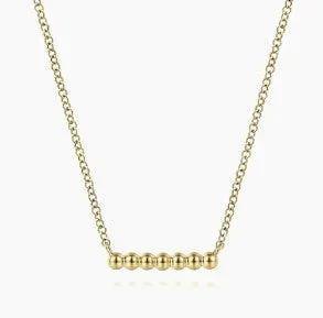 14K Yellow Gold Bujukan Beaded Bar Necklace