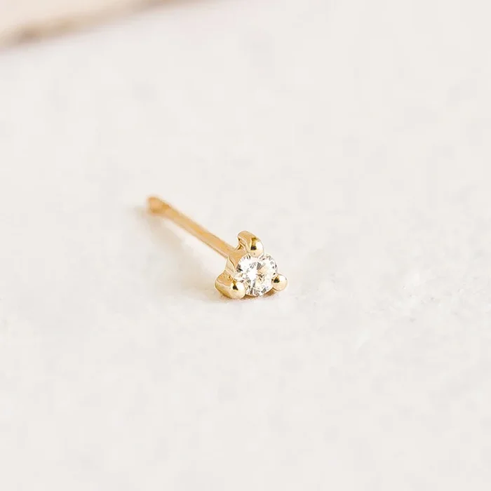 14k Yellow Gold Diamond Stud Earring 2mm – Aria (Single)