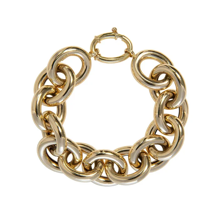 14K Yellow Gold Italian Extra Large Oval Link Bracelet 8″