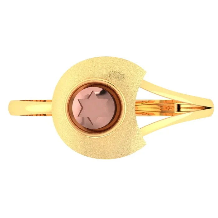 14KT (585) Yellow Gold Asymmetrical Modern Design Ring For Women & Girls